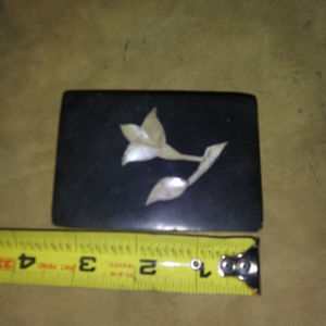 Black Stone Carved Ring Box Vintage